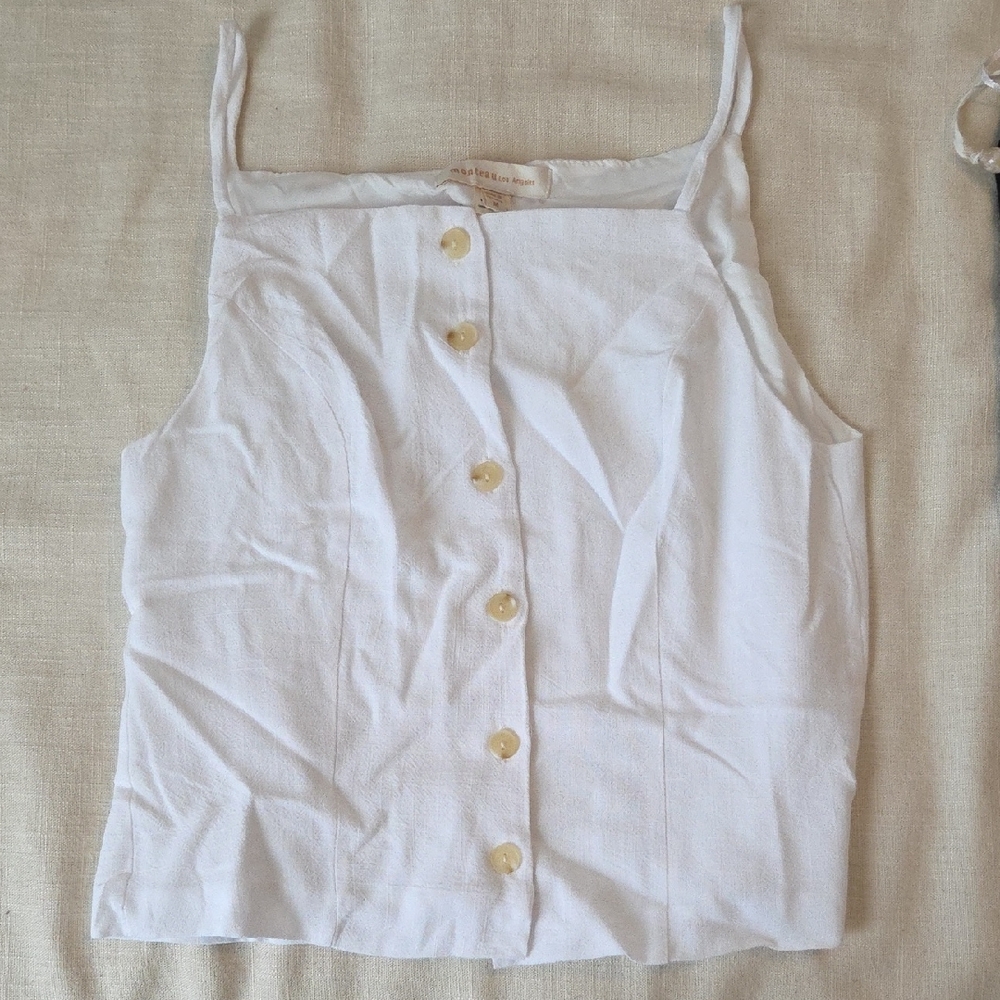 NEVER WORN White Linen Blend Top. Fully Lined.